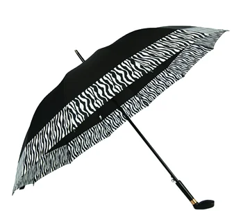 Cheap golf umbrella black color Zebra lace Golf club handles 12 high-strength ribs Windproof design