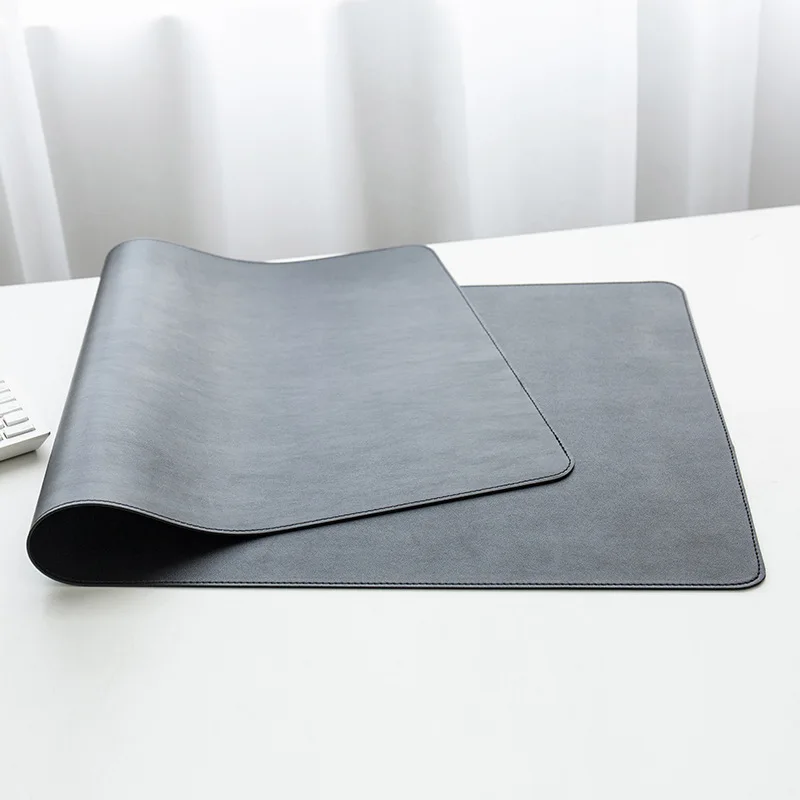 Tapete de Mesa de Escritório Grande de Dupla Face Minimalista em Couro Vegano, Protetor de Mesa Antiderrapante com Base em PU