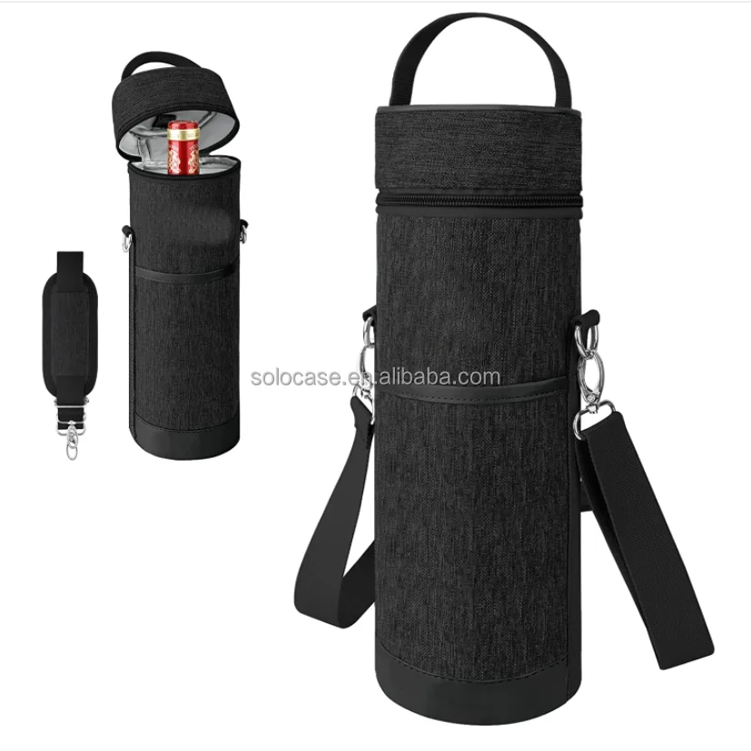 Durable 600D Single Wine Bottle Cooler Bag