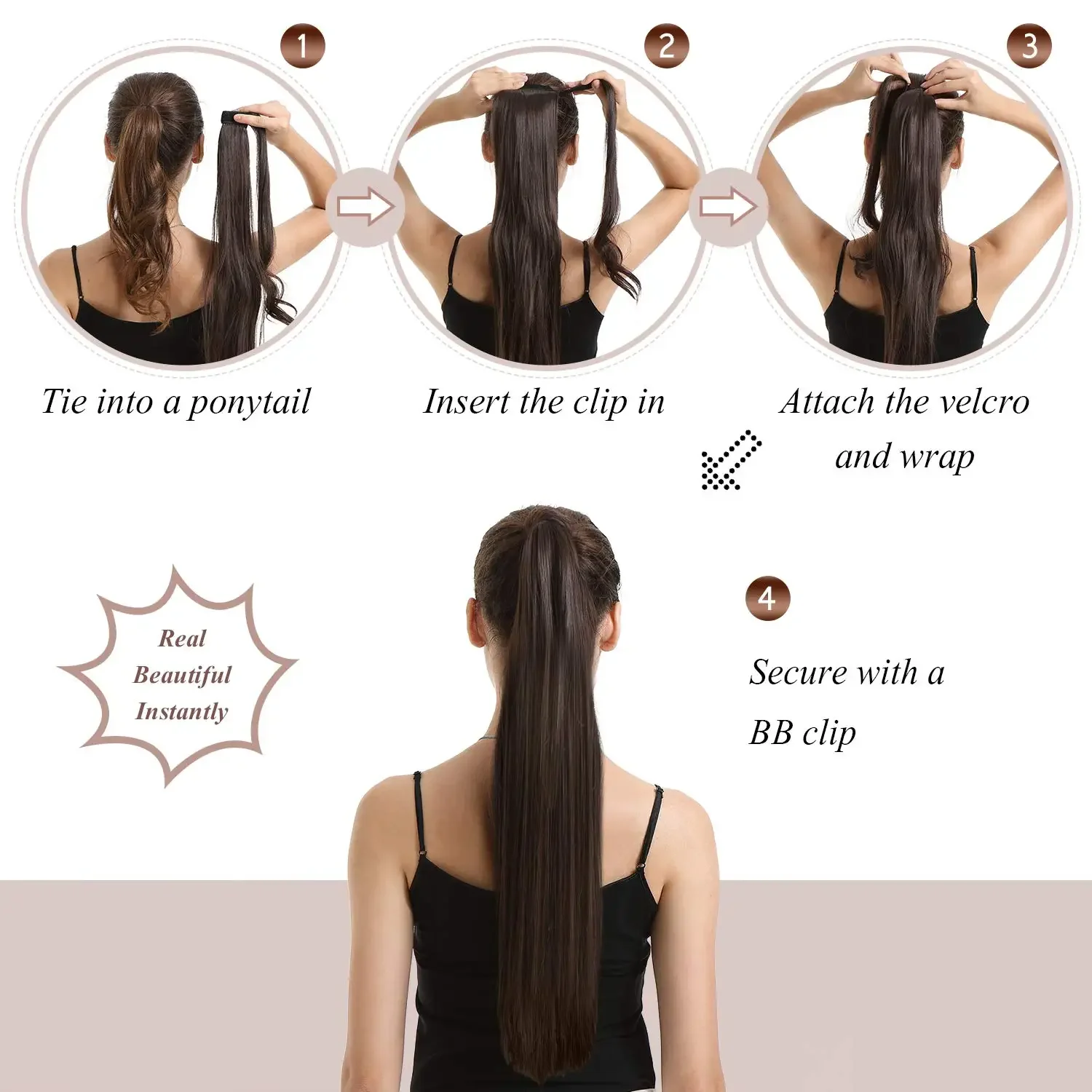 Extension queue de cheval en cheveux humains remy lisse_voghion.com