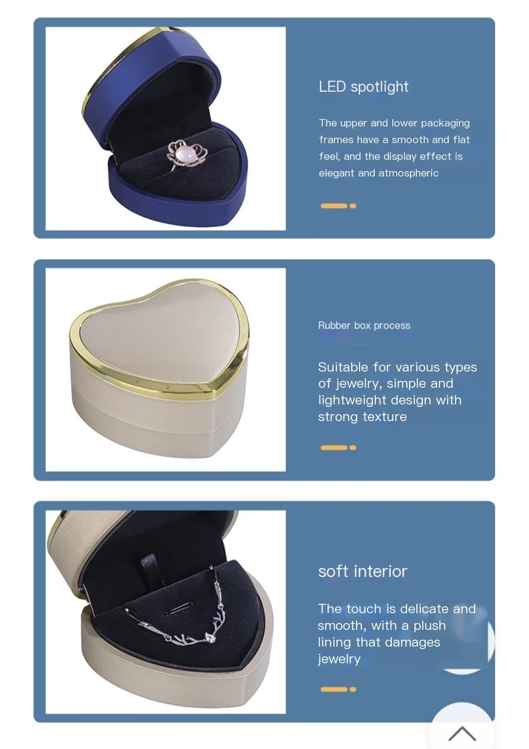 Luxury Elegant LED Light Rectangle Jewelry Box Square Pattern Leather Ring Necklace Packaging Premium Storage Solution preview 3