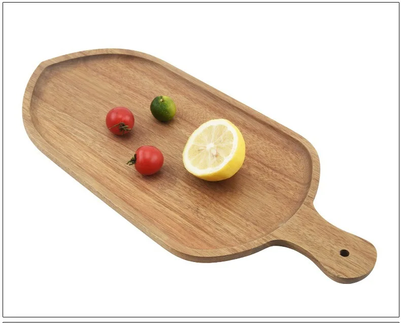 Factory Customized Acacia Wood Dinner Plate Irregular Wood Plates For