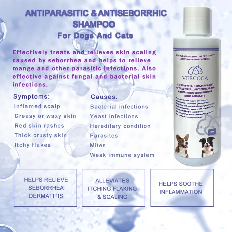 Dog Shampoo Manufacturer Medical Dog Shampoo 250ml Pe Bottle Antiitch