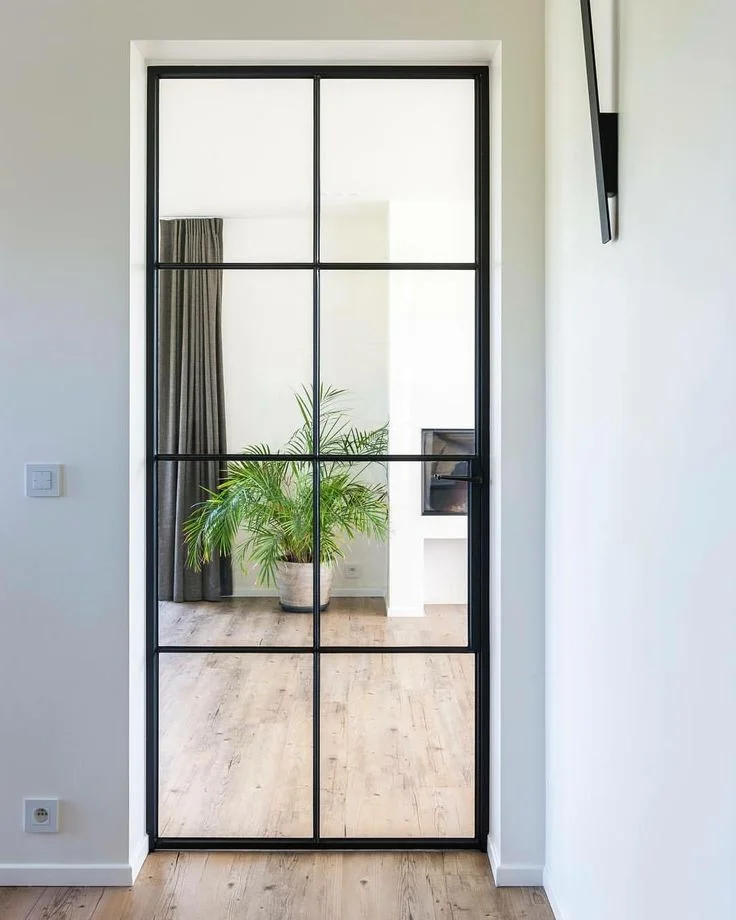 French Design Steel Looked Aluminum Frame Glass Hinged Door for Interior/exterior
