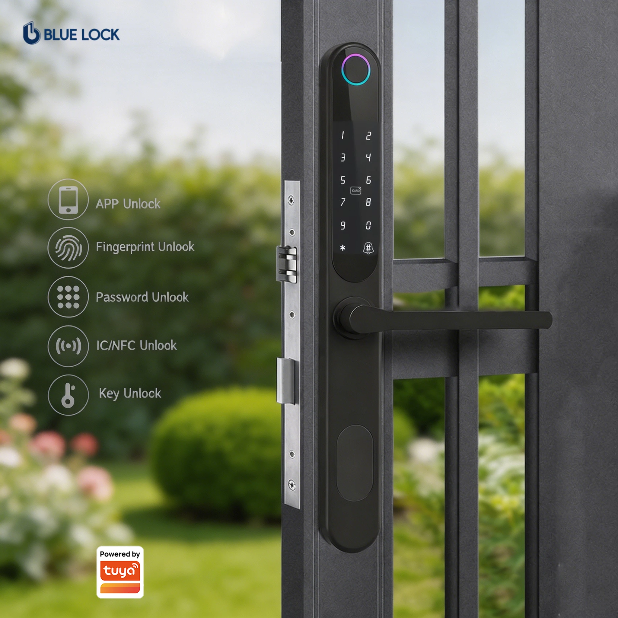 Bluelock TTLock Home Waterproof WIFI BLE Biometric Fingerprint Smart Door Lock Remote Control Digital Keyless Door Lock