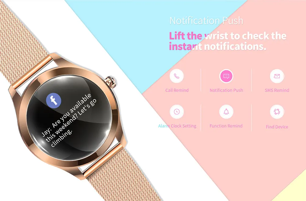 Un smart watch avec des notifications push : facebook et tout vos réseaux sociaux