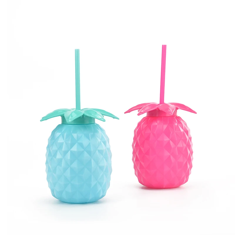 56oz 22oz Plastic Bulk Creative Drinking Colorful Pineapple Shape Mug Kawaii Tumbler Mugs with Straw