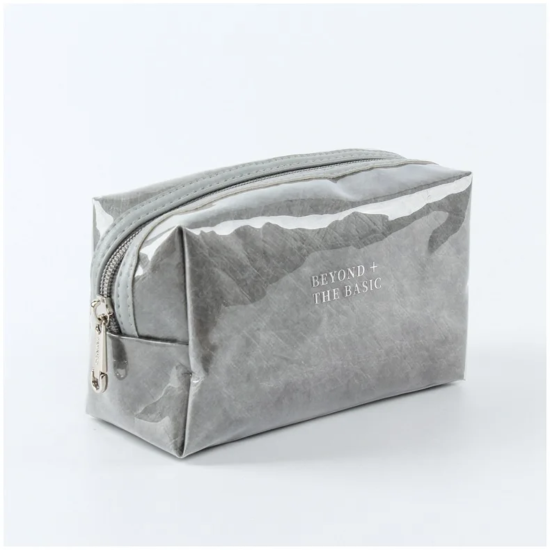 Factory Direct Washed Kraft Paper Covered PVC Waterproof Travel Paper Make UP Bag