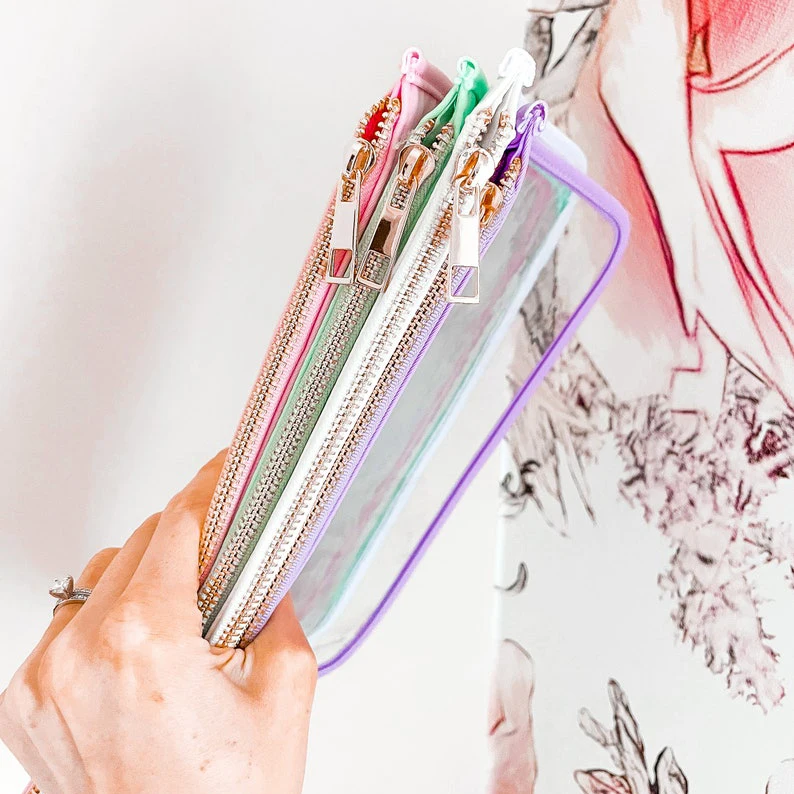 RTS 2023 Trending Customer Logo PVC Clear Nylon Beach Waterproof Makeup Bag Cosmetic Zipper Pouch PVC Makeup Bag