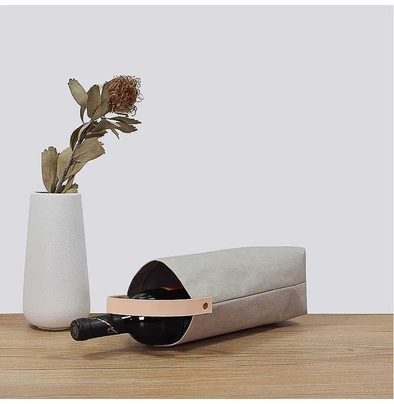 Custom Logo Washable Kraft Paper Eco-friendly Gift Bag Kraft Paper Bottle Wine Bag