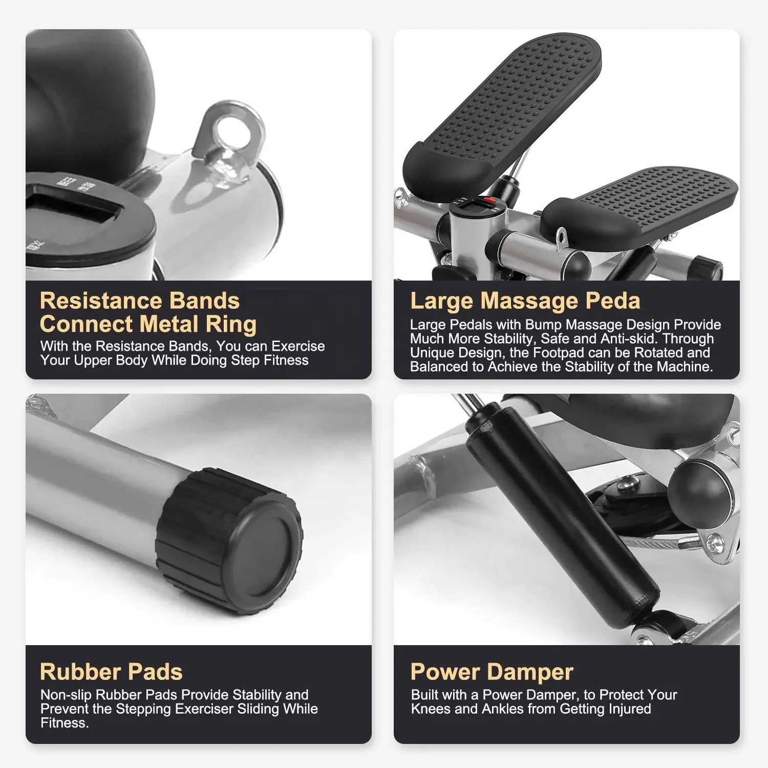 l0100 home mini stepper exercise machine aerobic fitness equipment stepper mini exercise stepper with resistance bands-7