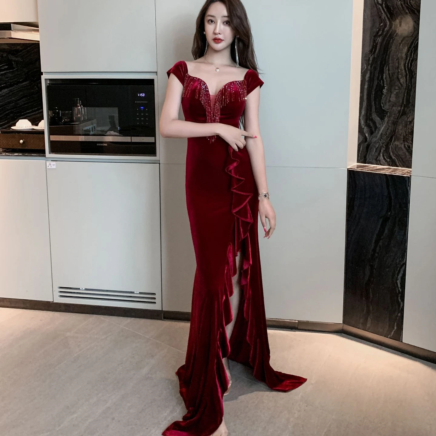 New Arrival Women Bling Gradient Luxury Gowns Vestido De Festa Prom Evening  Dress