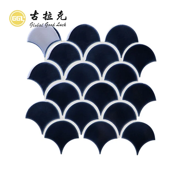 Ice Cracked Fan Shape Ceramic Tiles Mosaic For Kitchen or Bathroom Wall Decoration