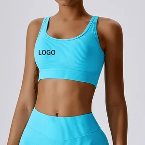 High Quality Wholesale Ribbed High  Backless Fitness Yoga Sports Bra for Women