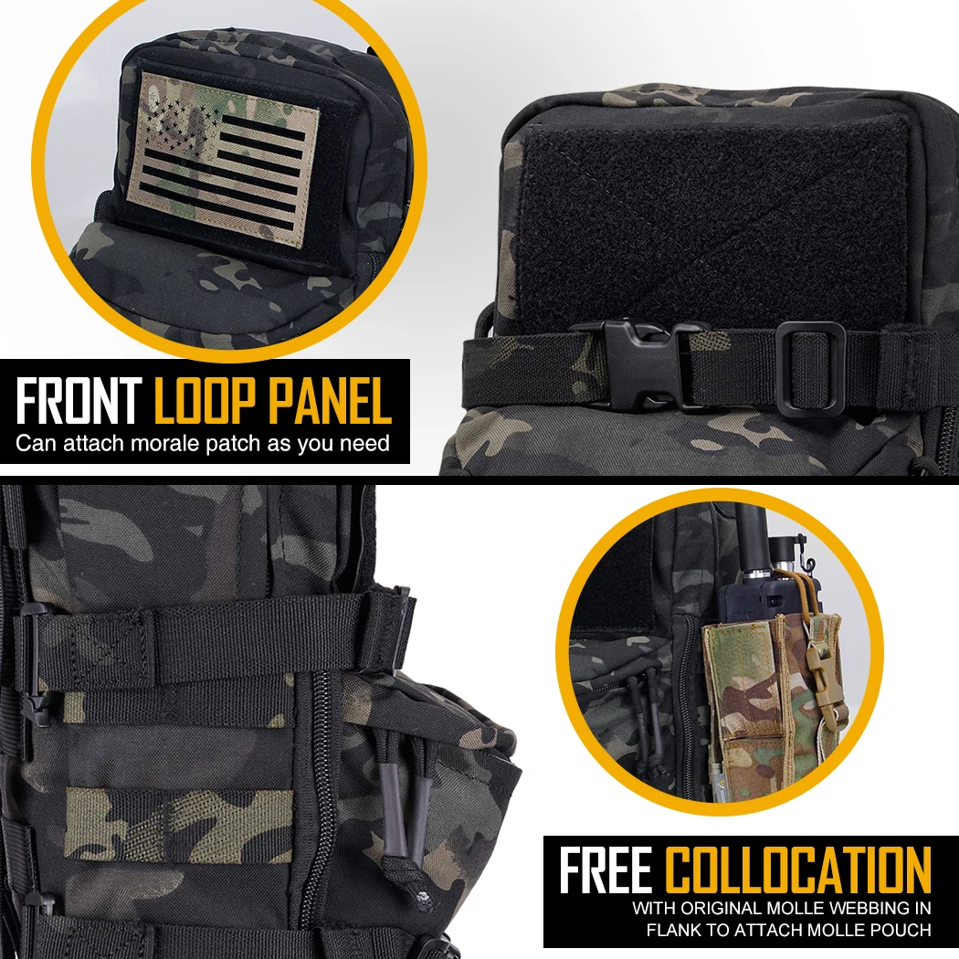 Sac Hydratation Tactique MOLLE 3L – Compatible Gilets Et Sacs MOLLE (Poche à Eau Non Incluse)