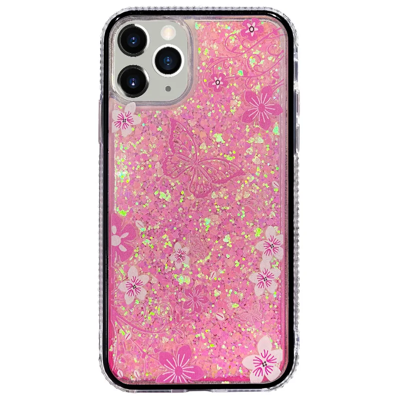 Sparkling With Light Liquid Quicksand Butterfly Pc Tpu Phone Case Cover For Iphone 12 Pro Max Buy Glitter Sparkle Bling Diamond Studded Lens Protection Phone Case Cover For Iphone 7 8 Plus Girls