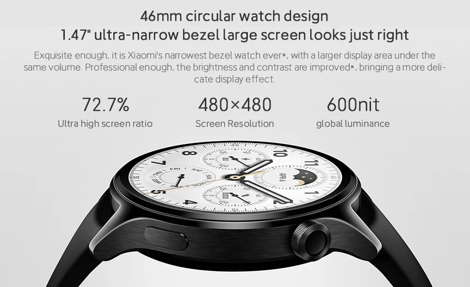 New Mi Watch S1 Pro Smart Watch 1.47'' AMOLED Screen Blood Oxygen Monitor Hear Rate Measure Smartwatch 14 Days Battery Life GPS