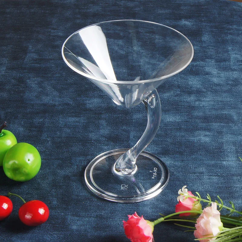 Disposable Goblet Containers Clear Plastic Glass Drinkware Cups Cocktail Glasses Unique Martini
