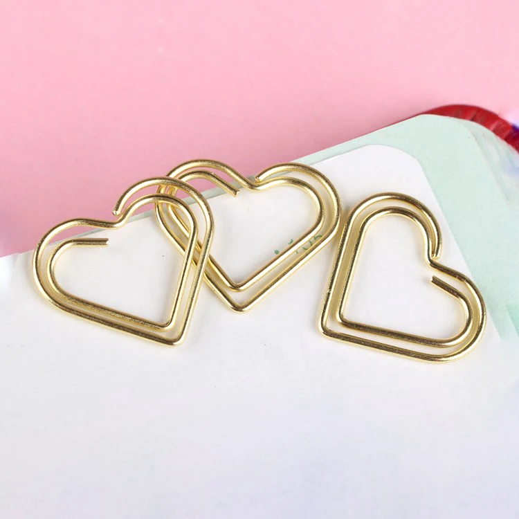 Small Heart Shape Golden Paperclip