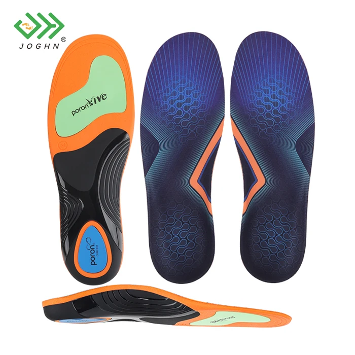 JOGHN OEM Personalizzato 3.5cm Poron Pro Pianta Piedi Piatta Insoles Vendita al Dettaglio Sostegno Ortopedico Insoles Correttori di Arco Plantare