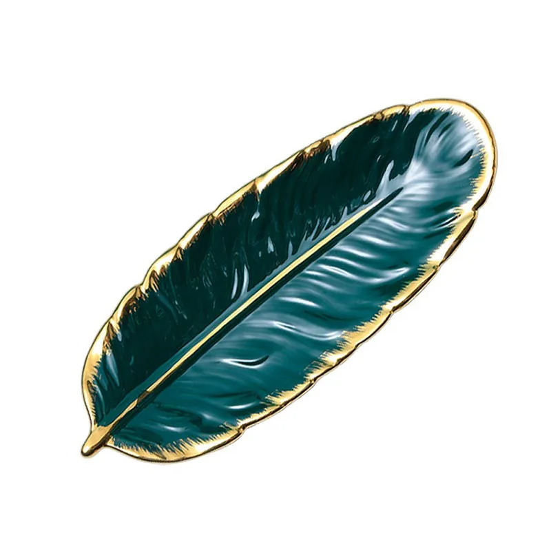 Nordic design Modern Luxury Phnom Penh Ceramic Storage Tray Porcelain feather plate dessert fruit tray