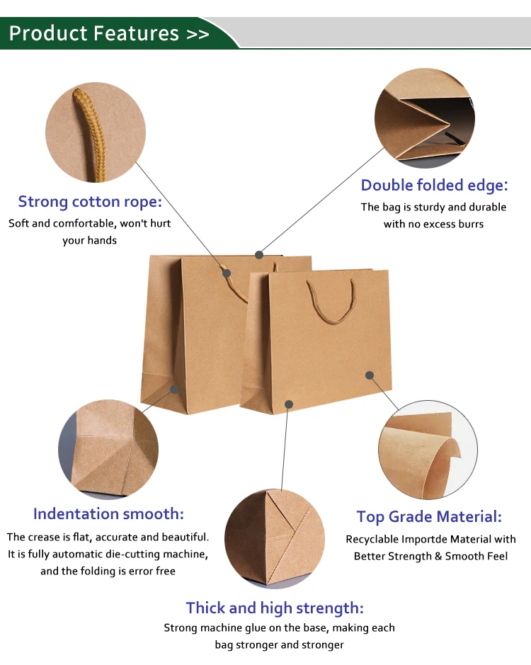 Luxury Custom Size Package Paper Handle Paper Bag Kraft Paper Shopping