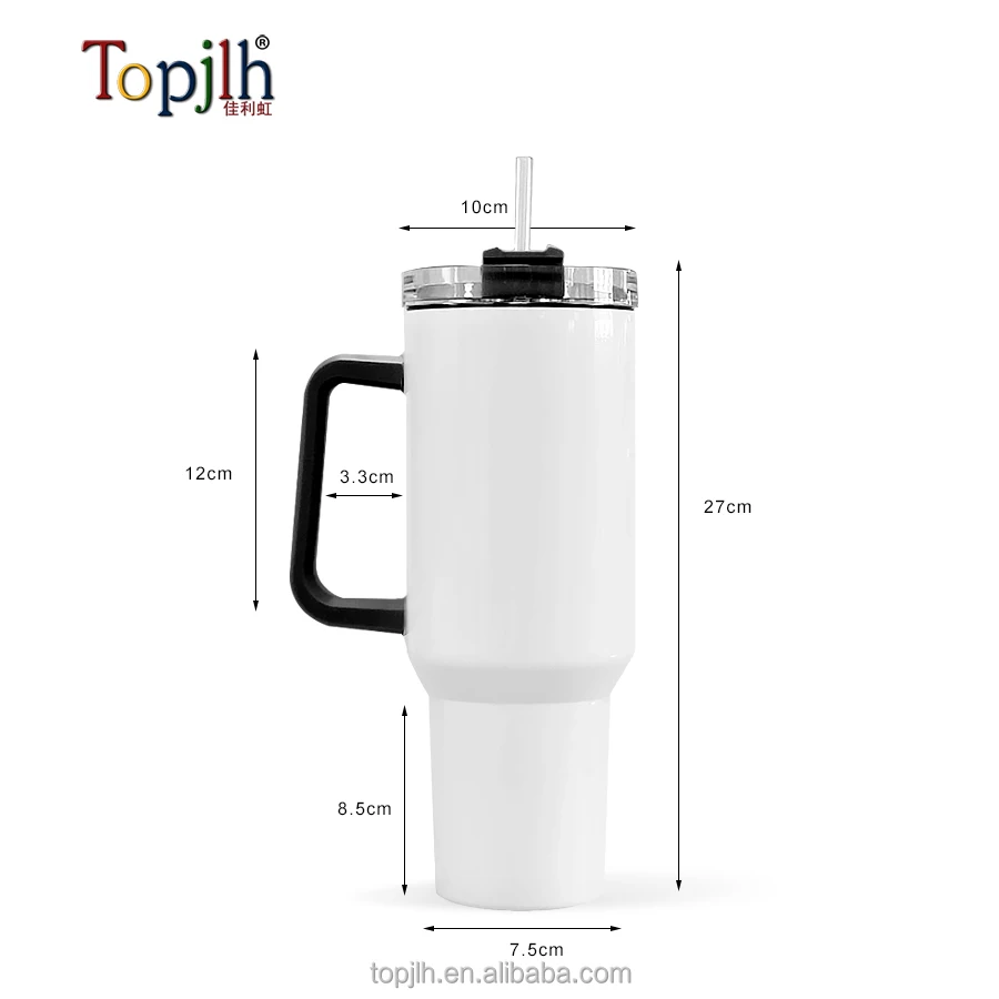 Sublimation Blank White 40oz Tumbler With Handle Custom Travel Car