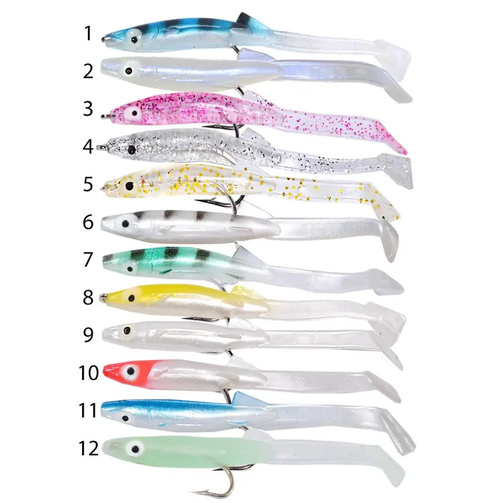 PVC Swim Bait Sandeel  Soft Molds with Hook 85mm 2.3g AR27 6pcs/bag Easy Shiner Eel Lure Small Fish Rubber Fishing