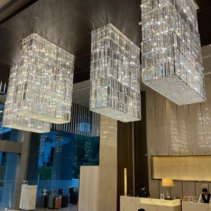 ECOJAS New Luxury Style Crystal Decorative Pendent Light for Hotel Lobby Banquet Hall Chandelier