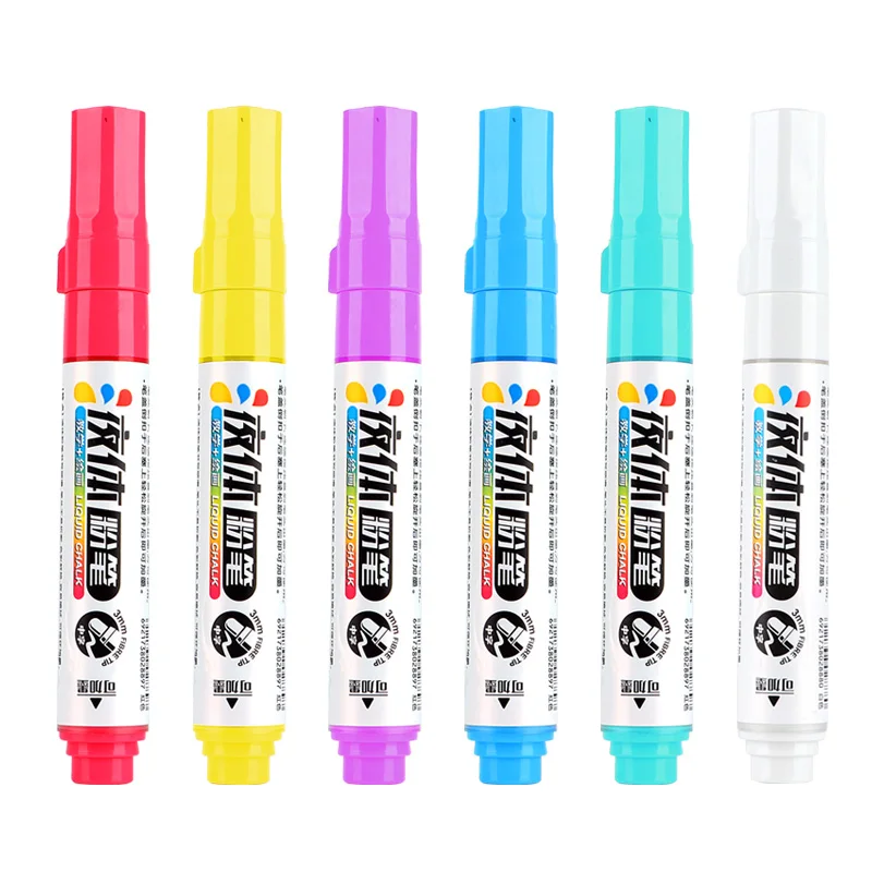 Стираемый Маркер для белой доски дисплей без пыли 6 видов цветов школьная Мел дисплей 3 мм 8 мм Жидкий Мел