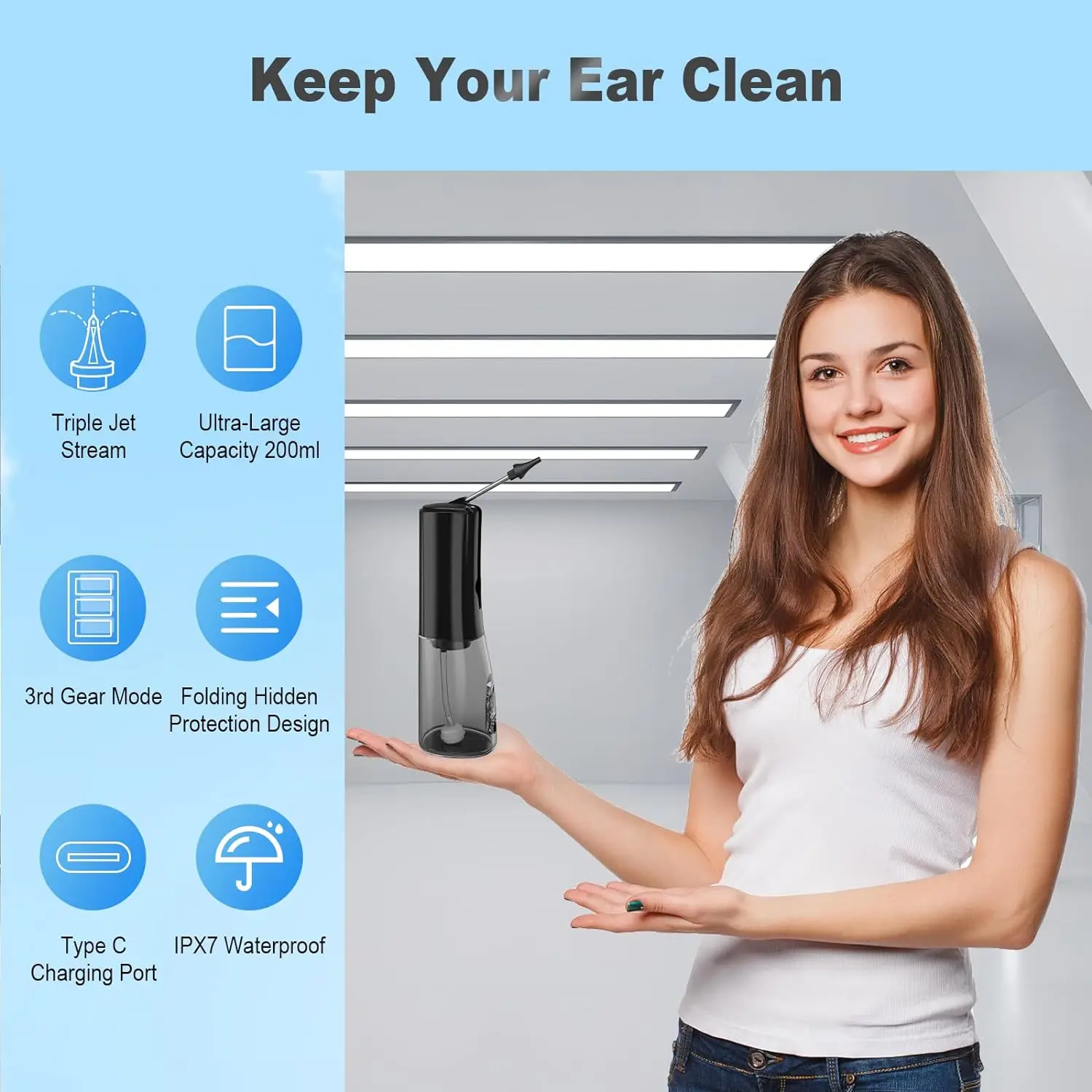 3 Mode Safe and  Effective Water Powered Ear Wax Removal Electric Ear Wax Removal Tool Kit
