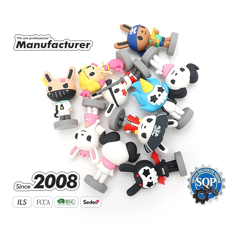 Free Shipping PVC Mini 3D Silicone Rubber Action Figure Stand Set Custom Sample Collectible Cartoon Doll Girls ODM Model Number