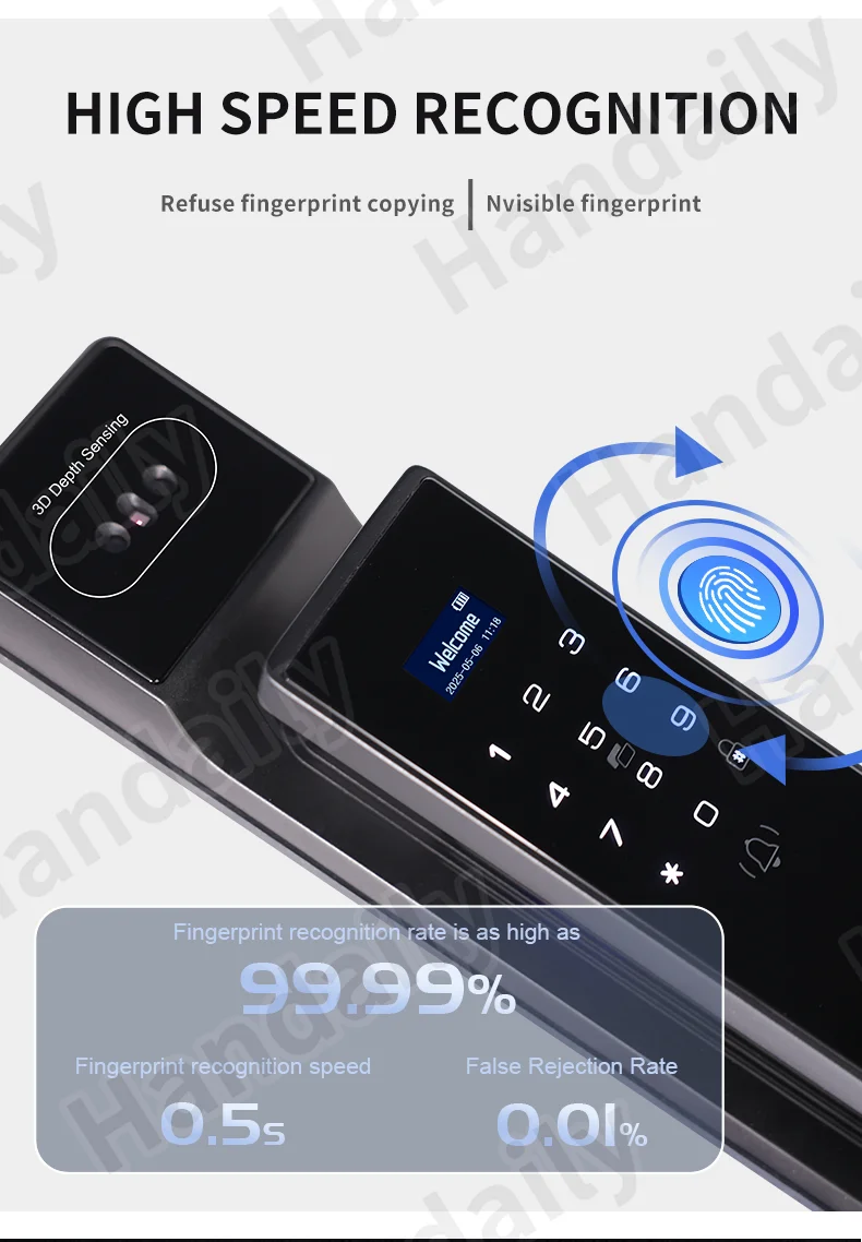 waterproof tuya 3d face recognition smart lock biometric fingerprint with video call function for gate digital door lock p60-6