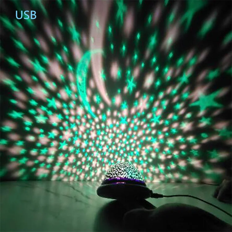LED USB Night Light Projector Spin Starry Sky Star Master RGB Color Changing Star Lamp for Children Kids Baby
