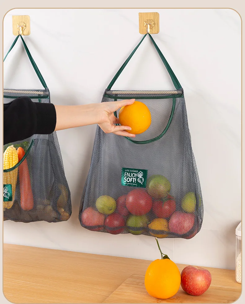 Hanging Fruit Vegetable Storage Bag Portable Breathable Storage Bag For