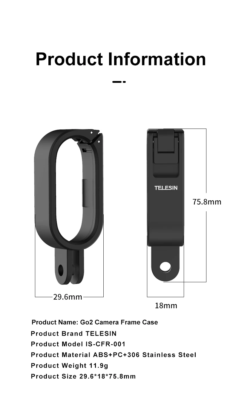Telesin Quick Release Protective Frame Case Guard Cage for Insta360 GO2 Camera