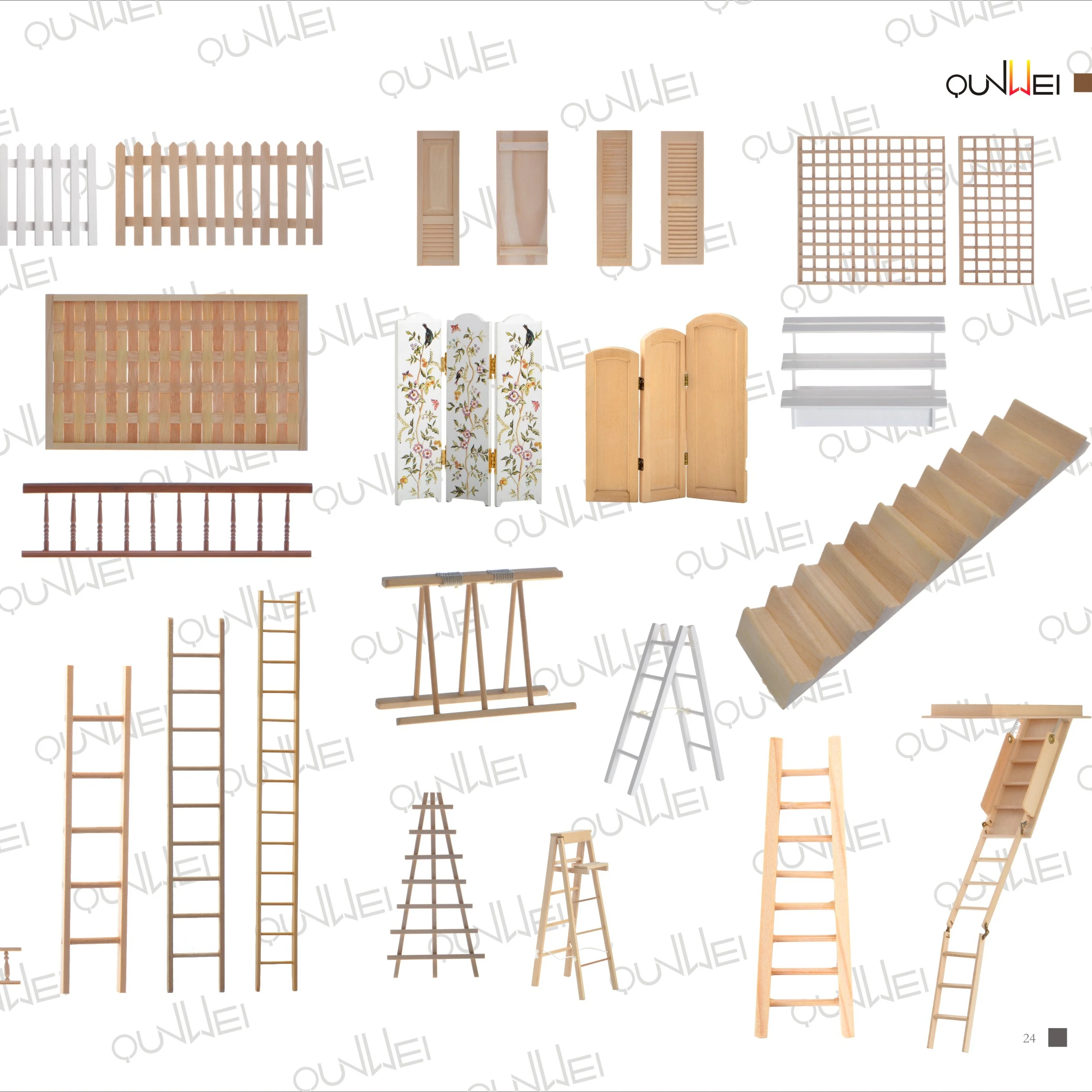 Miniature Dollhouse 6" Wooden Ladder 