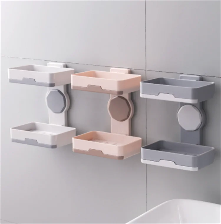 Bathroom Supplies Bathroom Shower Soap Holder Drain Soap Holder Box Rotating Drain Double Soap