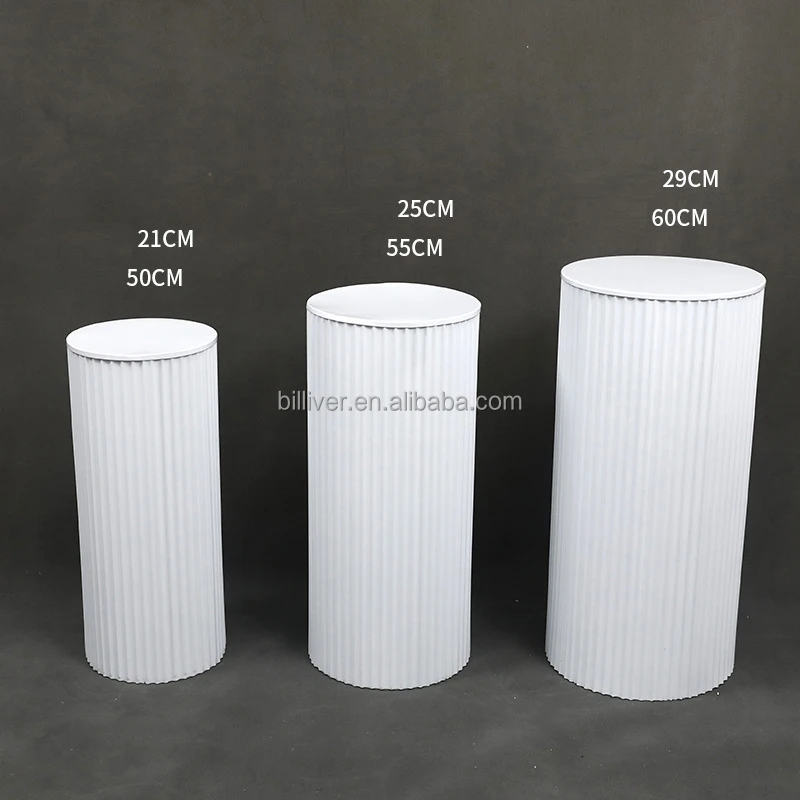 Metal Display Plinth Set Iron Round Backdrop Base White Cylinder Table Cake Stand for Birthday Wedding Party Event Decor