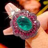 Anillo de esmeralda en oro negro - Talla Ajustable
