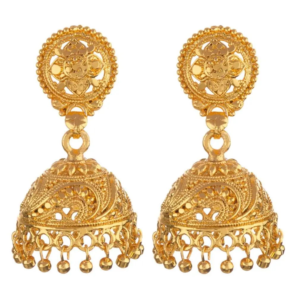 Gold Plated Indian Bollywood Women Jhumka Earring Traditional Set Ethnic Jewelry 