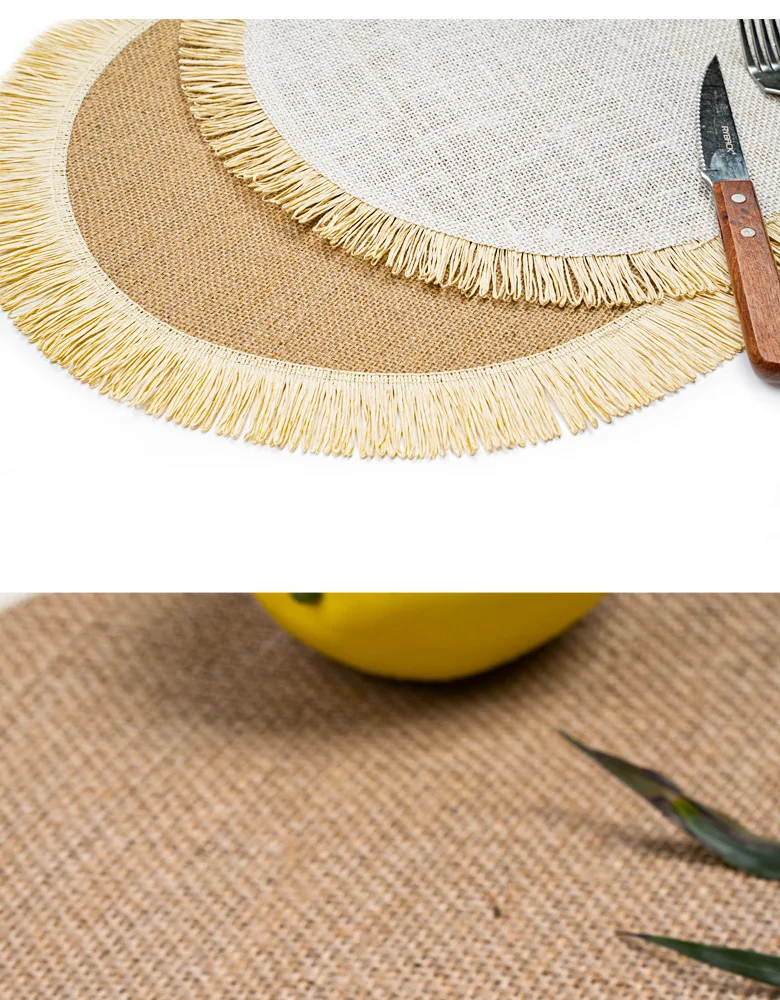 15 Inch Burlap Round Placemats Woven Dining Tables Jute Table Mats