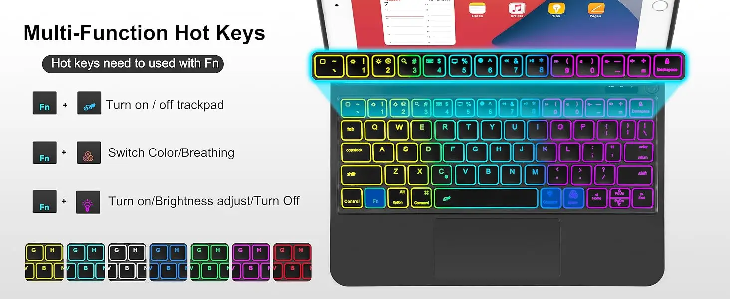 7th gen keyboard case with trackpad rgb backlit keys  cantilever magnetic stand-7