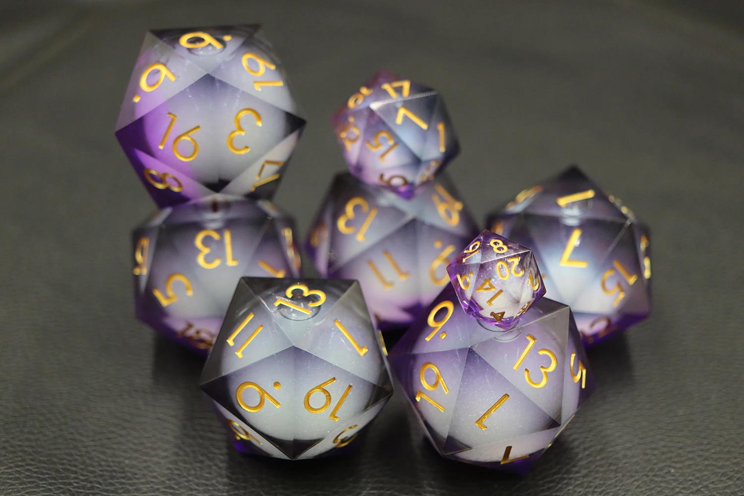 Oem Customize Cheap Dice Dungeons and Dragons D20 50Mm Purple Liquid Core Dice Jumbo Single Dice factory