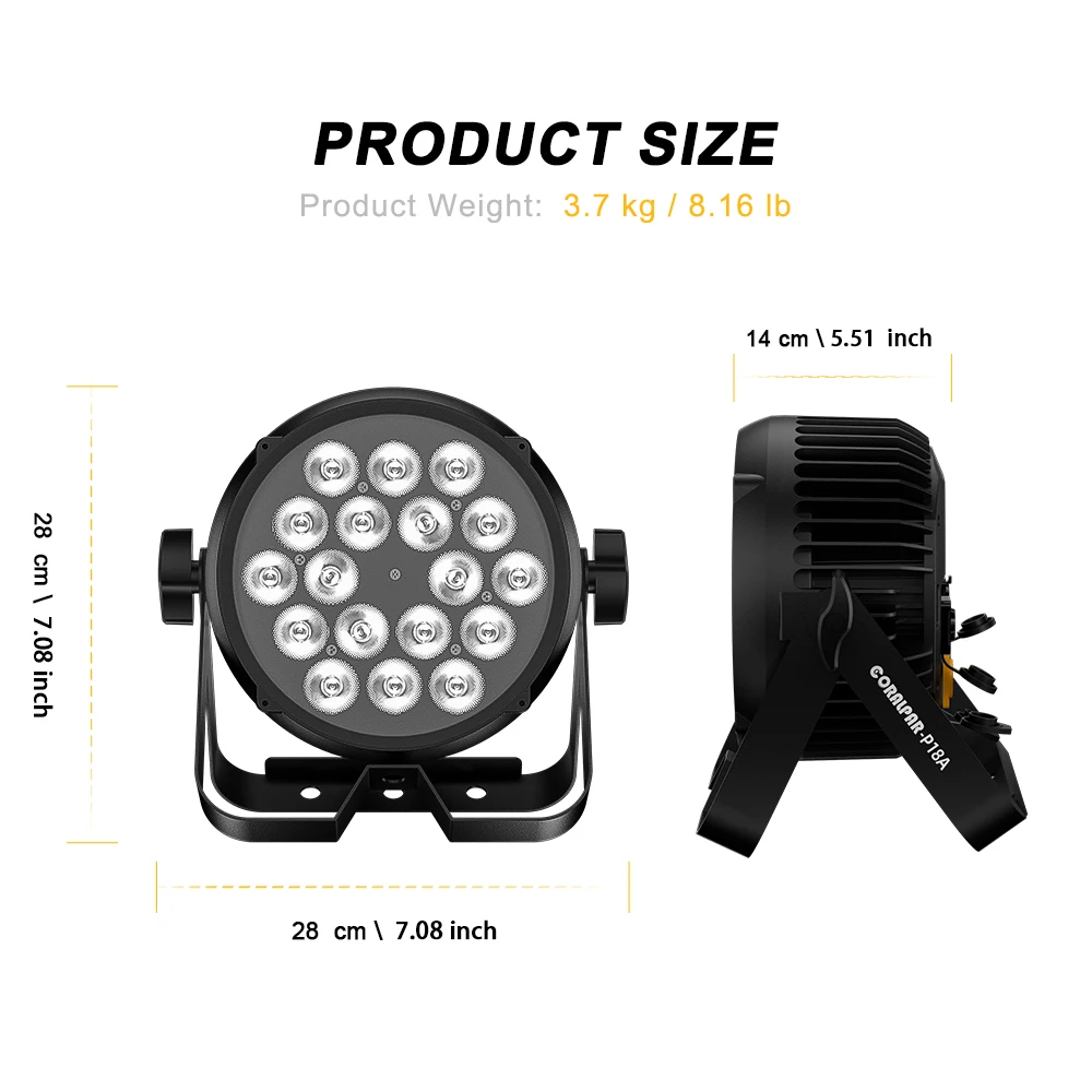 SHEHDS 18x12 LED Waterproof Par Light RGBW UVA for Events