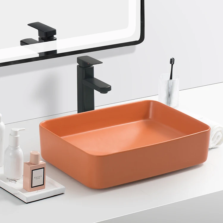 Art Basin Color Table Top Hand Wash Basin for Hotel Apartment Bathroom