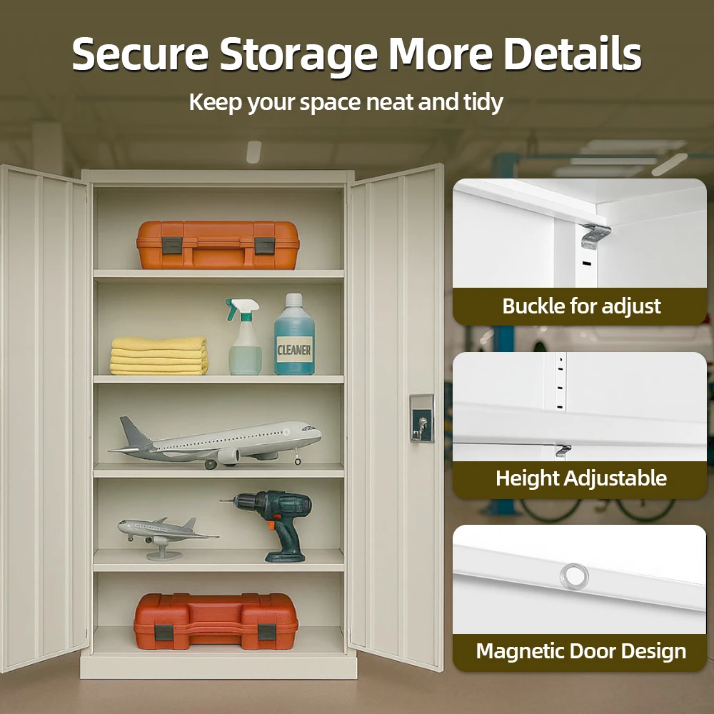 Modern 2-Door Black Steel Metal File Cabinet Adjustable Office and School Storage Garage Cabinets manufacture