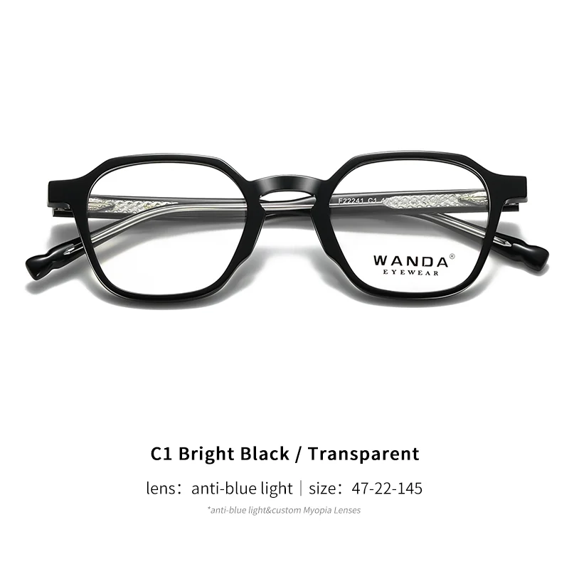 2025 Pre-Release Custom Logo Acetate Optical Glasses for Men Sculptured Block Blue Light Eyeglasses with Spring Hinges