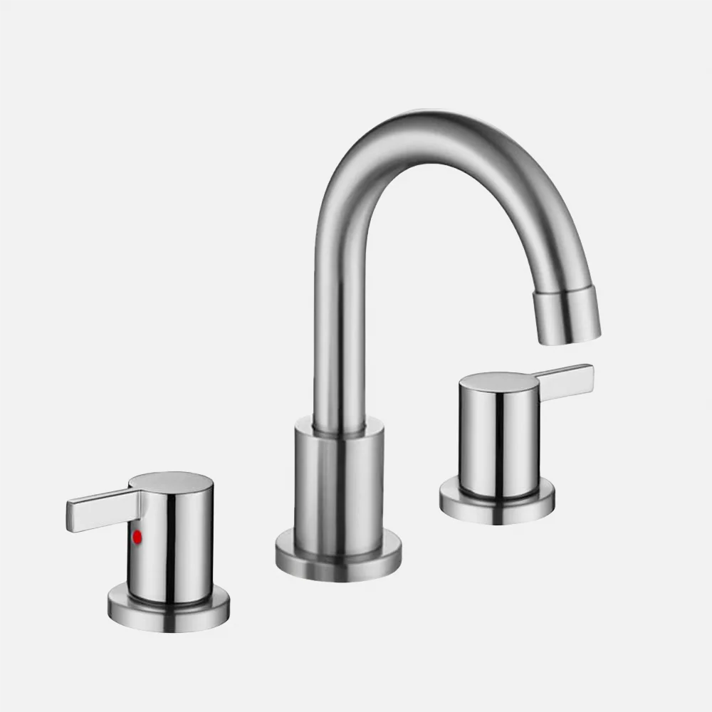 Modern Design Washroom Faucet Deck Mount Tap Brass Mixer Brushed Nickel Finish Lavatory Sink Faucet