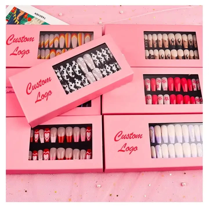 Custom Ecofriendly Recycled Logo Luxury Empty Press On Nail Packaging Box False Nail Boxes Gift